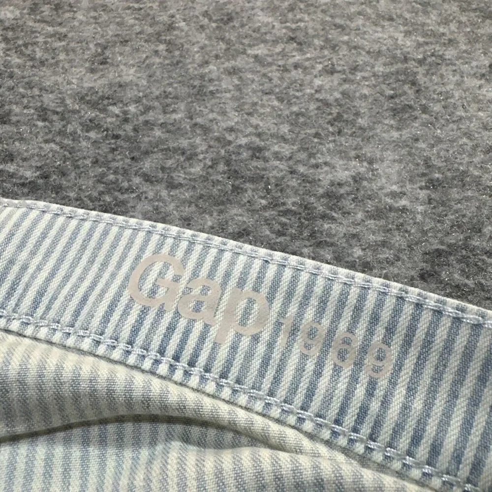 New Gap 1969‎ Girlfriend Jeans Womens 25r White Blue Pinstripe Bleached Railroad